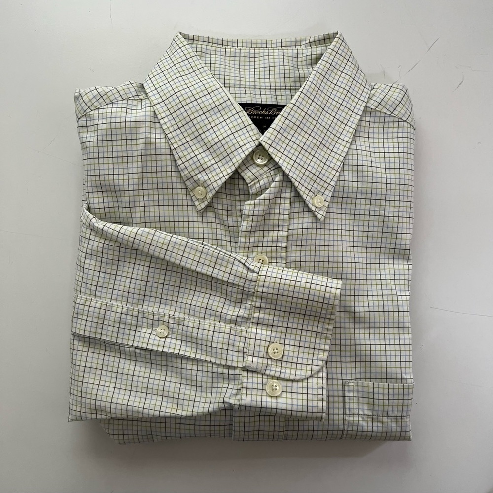 Brooks Brother 100% Cotton Twill Tattersall Check Dress Shirt
